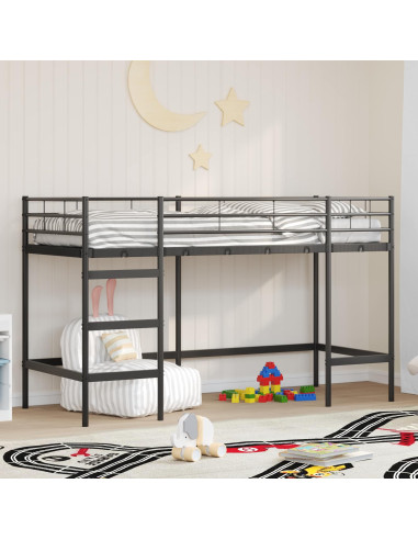 Struttura del letto loft per bambini Nero 90 x 190 cm Acciaio