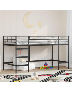 Struttura del letto loft per bambini Nero 90 x 200 cm Acciaio