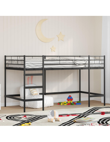 Struttura del letto loft per bambini Nero 90 x 200 cm Acciaio