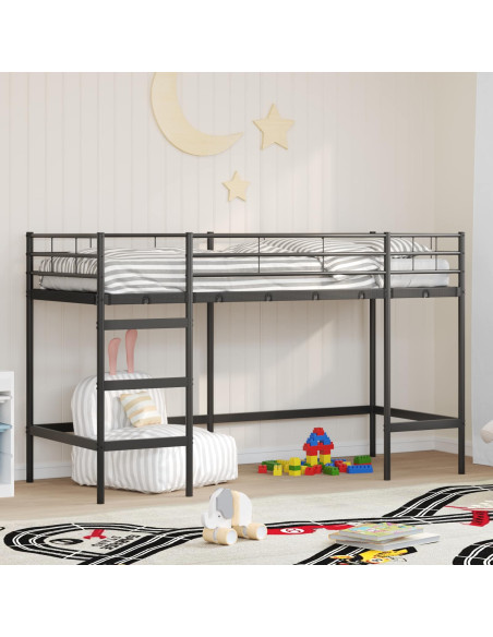 Struttura del letto loft per bambini Nero 99,5 x 190 cm Acciaio