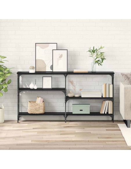 Tavolo consolle con lo scaffale Rovere Nero 150 x 29 x 76,5 cm