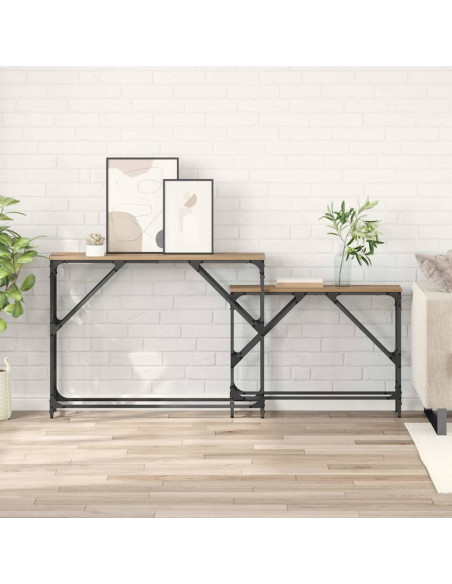 Tavolo consolle 2 pcs Rovere artigianale 100 x 28 x 75 cm