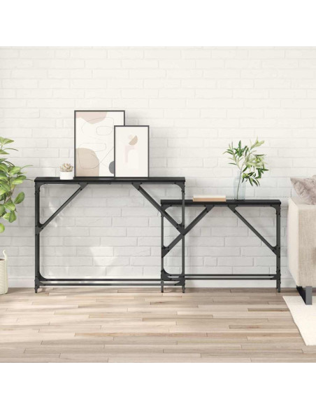 Tavolo consolle 2 pcs Rovere Nero 100 x 28 x 75 cm