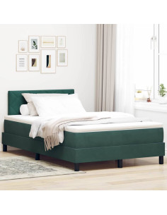 Letto a molle con materasso Verde Scuro 120 x 200 cm Velluto