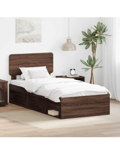 Struttura del letto Rovere Marrone 100 x 200 cm Pino massello