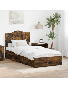 Letto con Contenitore Rovere fumé 70 x 190 cm Legno multistrato