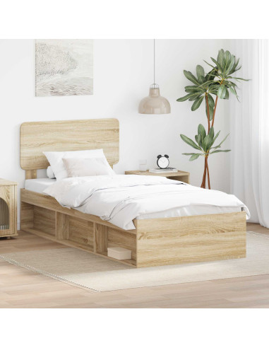 Struttura del letto Rovere Sonoma 75 x 190 cm Pino massello