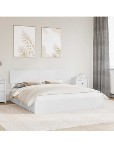 Letto con Contenitore Bianco 200 x 200 cm Legno multistrato