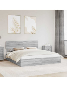 Letto con Contenitore con testiera Grigio Sonoma 180 x 200 cm