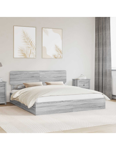 Letto con Contenitore con testiera Grigio Sonoma 180 x 200 cm