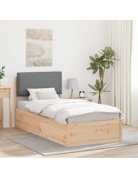 Letto con Testiera Rivestita Grigio chiaro 100 x 200 cm