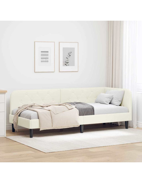 Cornice del letto ad angolo Crema 80 x 200 cm Velluto