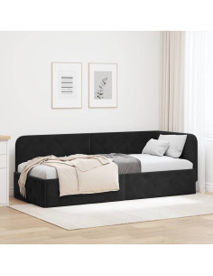 Cornice del letto ad angolo Nero 80 x 200 cm Velluto