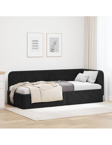 Cornice del letto ad angolo Nero 80 x 200 cm Velluto