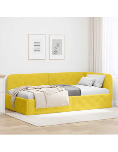 Cornice del letto ad angolo Giallo 90 x 200 cm Velluto