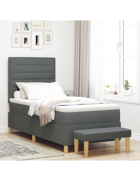 Letto a molle con materasso Grigio scuro 90 x 190 cm Tessuto