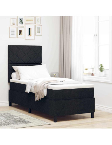 Letto a molle con materasso Nero 80 x 200 cm Tessuto