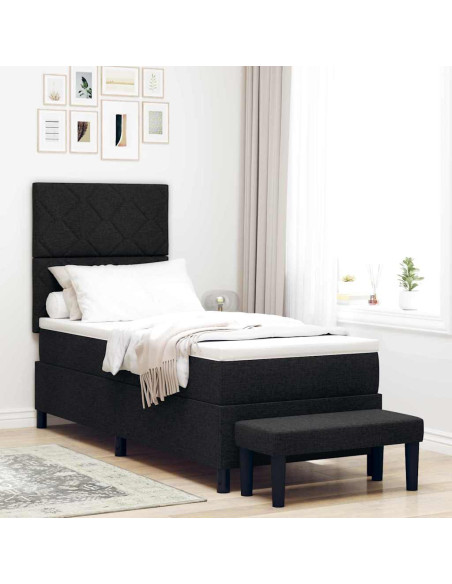 Letto a molle con materasso Nero 80 x 200 cm Tessuto