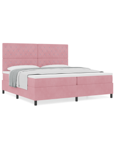 Letto a molle con materasso Rosa 200 x 200 cm Tessuto