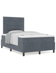 Letto a molle con materasso Grigio scuro 120 x 190 cm Tessuto