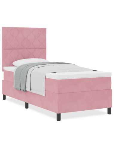 Letto a molle con materasso Rosa 100 x 200 cm Tessuto