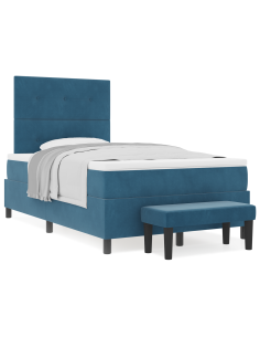Letto a molle con materasso Blu scuro 120 x 190 cm Velluto