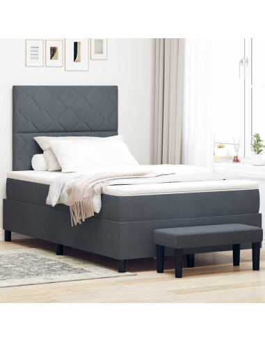 Letto a molle con materasso Grigio scuro 120 x 190 cm Velluto