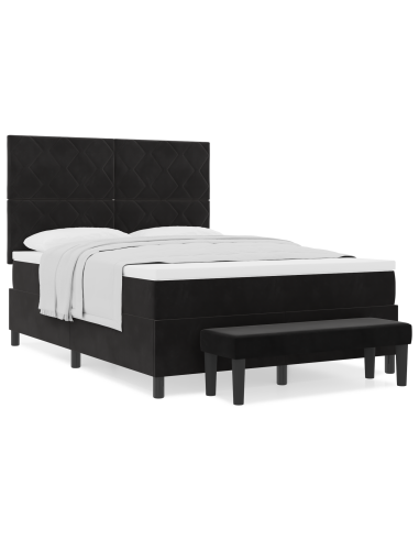 Letto a molle con materasso Nero 140 x 190 cm Velluto