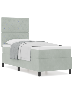 Letto a molle con materasso Grigio chiaro 80 x 200 cm Tessuto