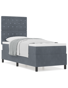 Letto a molle con materasso Grigio scuro 80 x 200 cm Tessuto