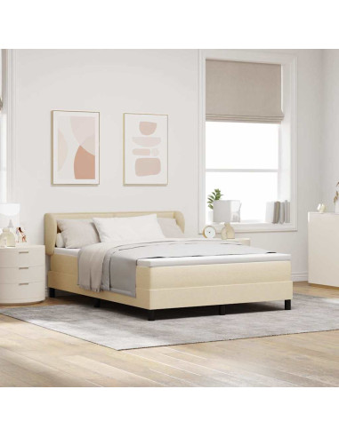 Letto a molle con materasso Crema 140 x 200 cm Tessuto