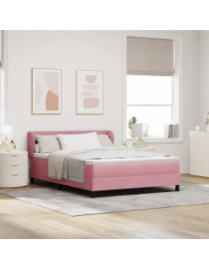 Letto a molle con materasso Rosa 160 x 200 cm Velluto