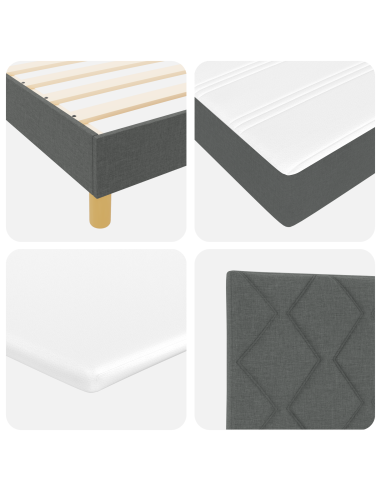 Letto a molle con materasso Grigio scuro 200 x 90 cm Poliestere