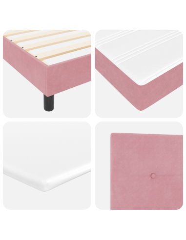 Letto a molle con materasso Rosa 190 x 140 cm Poliestere