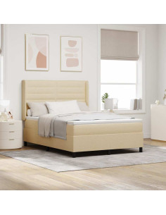Letto a molle con materasso Crema 140 x 200 cm Tessuto