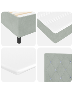 Letto a molle con materasso Grigio chiaro 100 x 200 cm Velluto