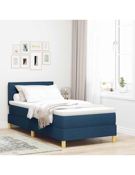 Letto a Sorgente LED con materasso Blu 80 x 200 cm Tessuto