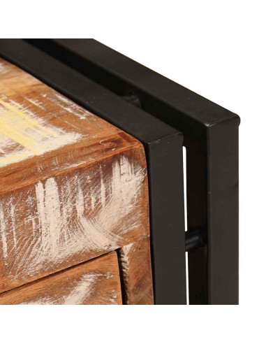 Tavolino con cassetto 30 x 30 x 40 cm Legno Recuperato Massello