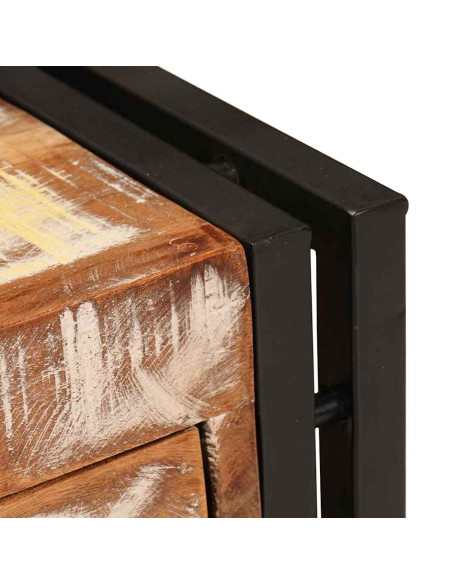 Tavolino con cassetto 30 x 30 x 40 cm Legno Recuperato Massello