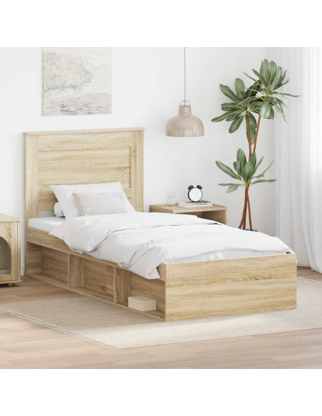 Struttura del letto Rovere Sonoma 90 x 200 cm Pino massello