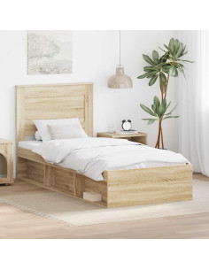 Struttura del letto Rovere Sonoma 75 x 190 cm Pino massello