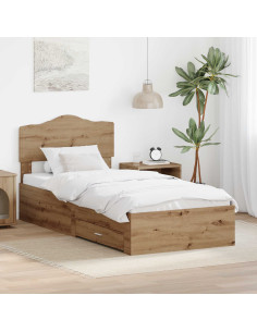 Struttura del letto con testiera Rovere artigianale 90 x 200 cm