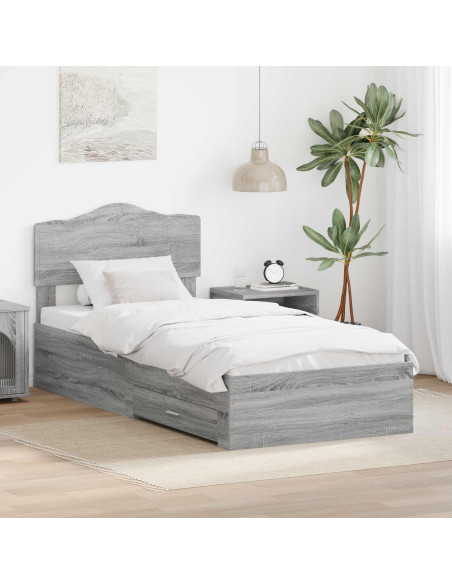 Struttura del letto Grigio Sonoma 70 x 190 cm Legno multistrato