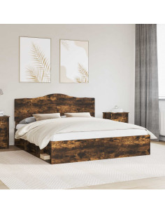 Struttura del letto Rovere fumé 200 x 200 cm Pino massello