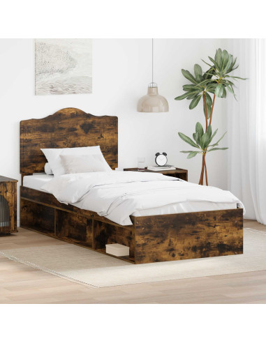 Struttura del letto Rovere fumé 90 x 200 cm Pino massello
