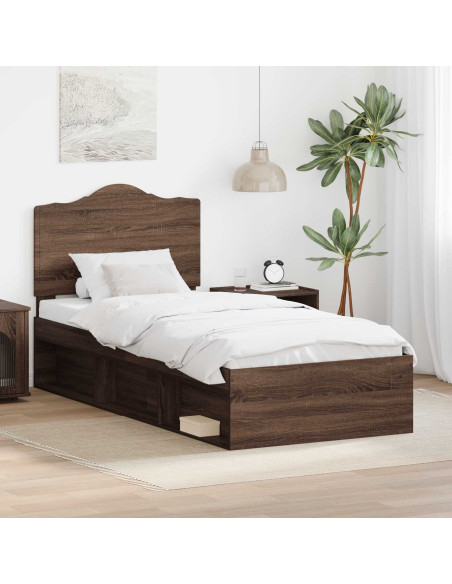 Struttura del letto Rovere Marrone 90 x 200 cm Pino massello