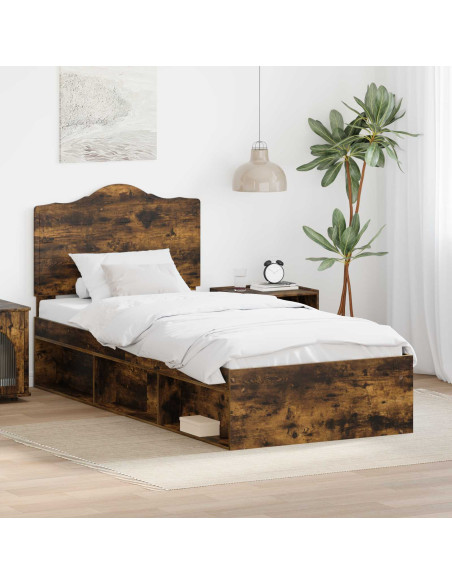 Struttura del letto Rovere fumé 90 x 190 cm Pino massello