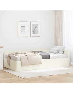 Struttura Letto Angolare con Materasso 2 pcs Crema Velluto