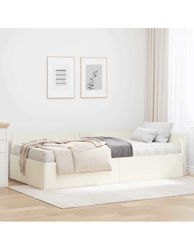 Struttura Letto Angolare con Materasso 2 pcs Crema Velluto