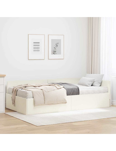 Struttura Letto Angolare con Materasso 2 pcs Crema Velluto